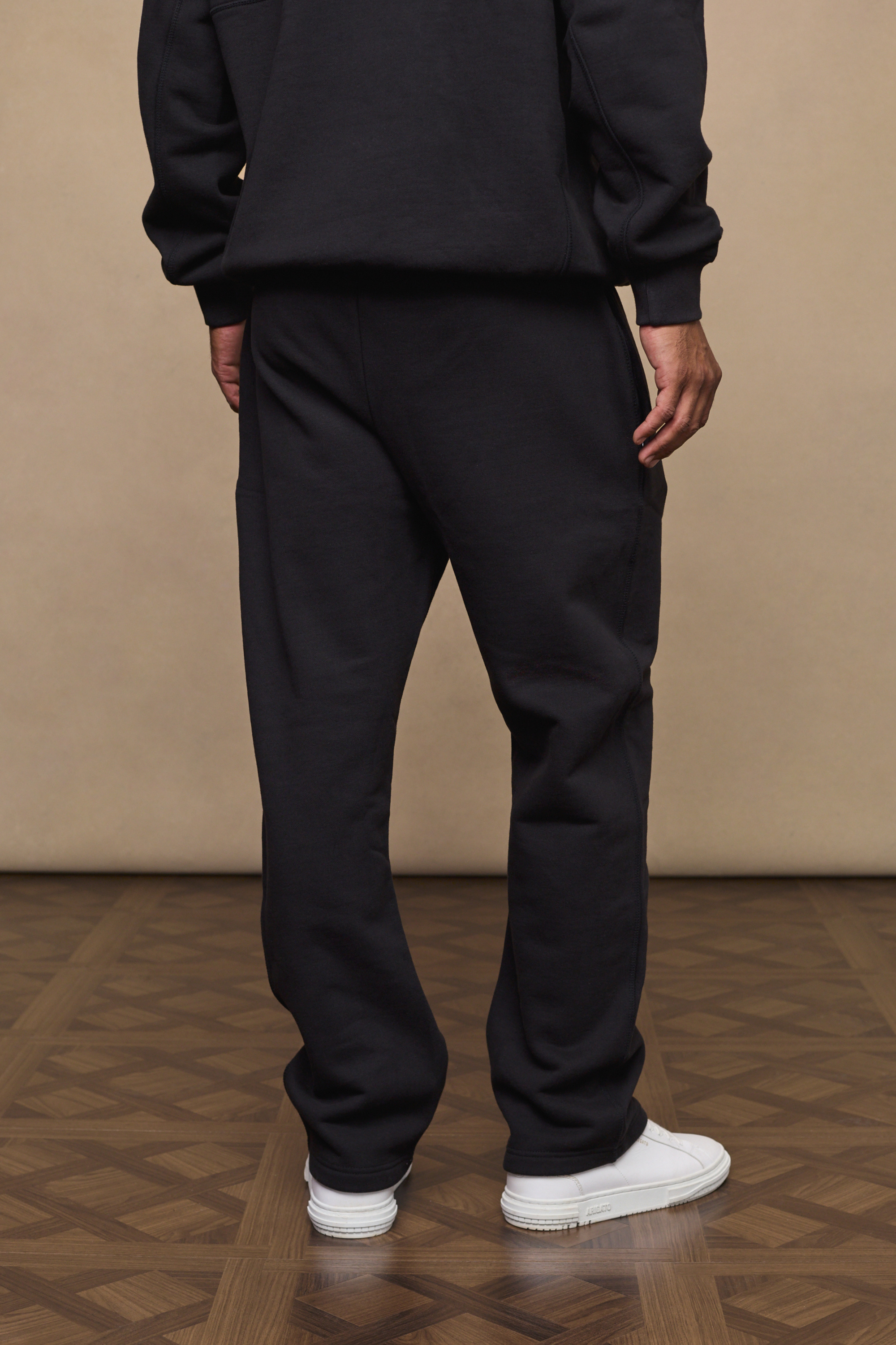 Axel Joggingbukser Mænd med Lige Ben - Sort Fleecefor og Justerbar Talje 1