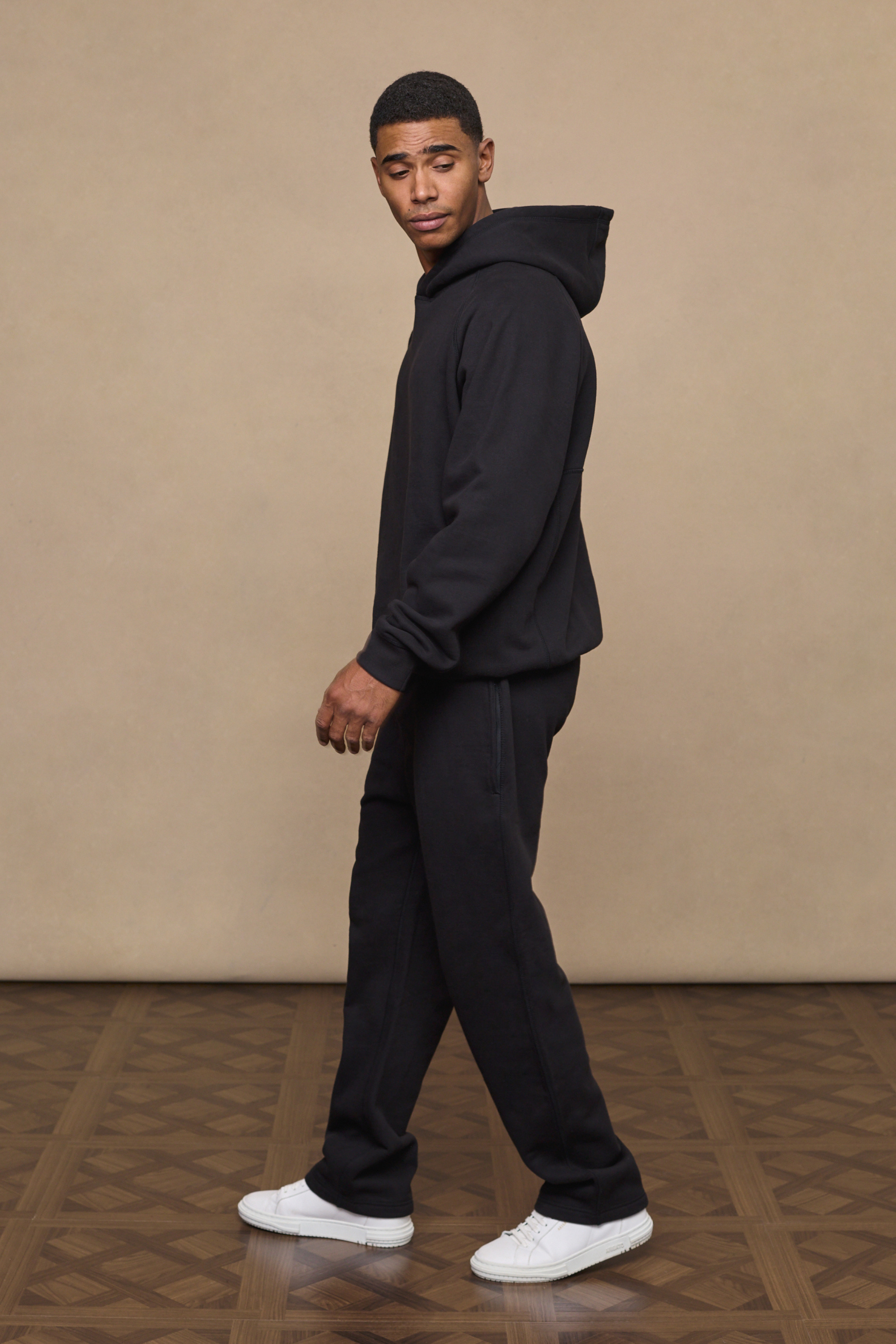 Axel Joggingbukser Mænd med Lige Ben - Sort Fleecefor og Justerbar Talje 4