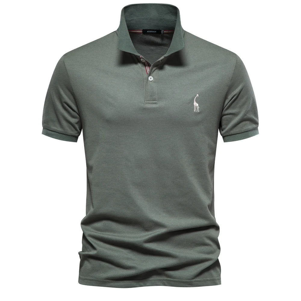 Kortærmet Poloshirt til Mænd med Broderet Logo og Knaplukning i 100% Bomuld 2