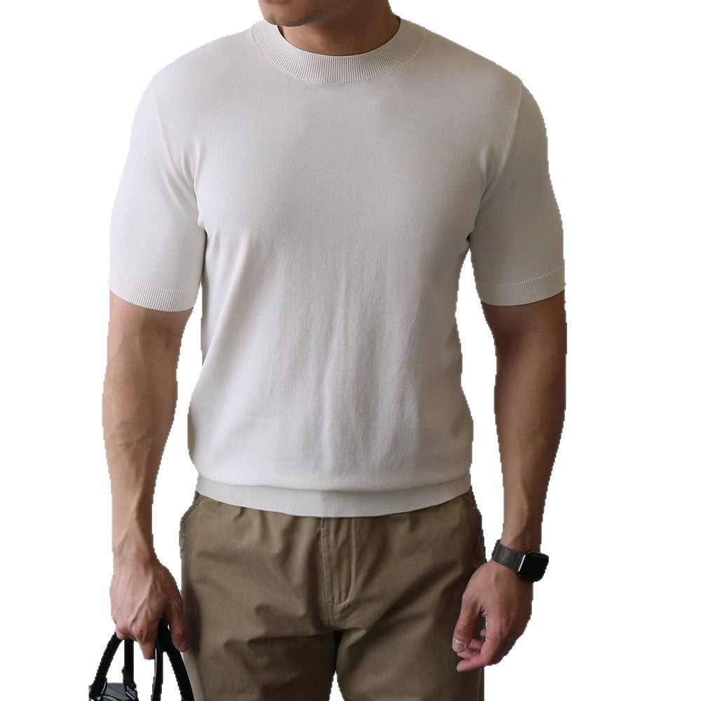 Sort T-Shirt Herre med Mock-Hals - Kortærmet Design til Mænd 1