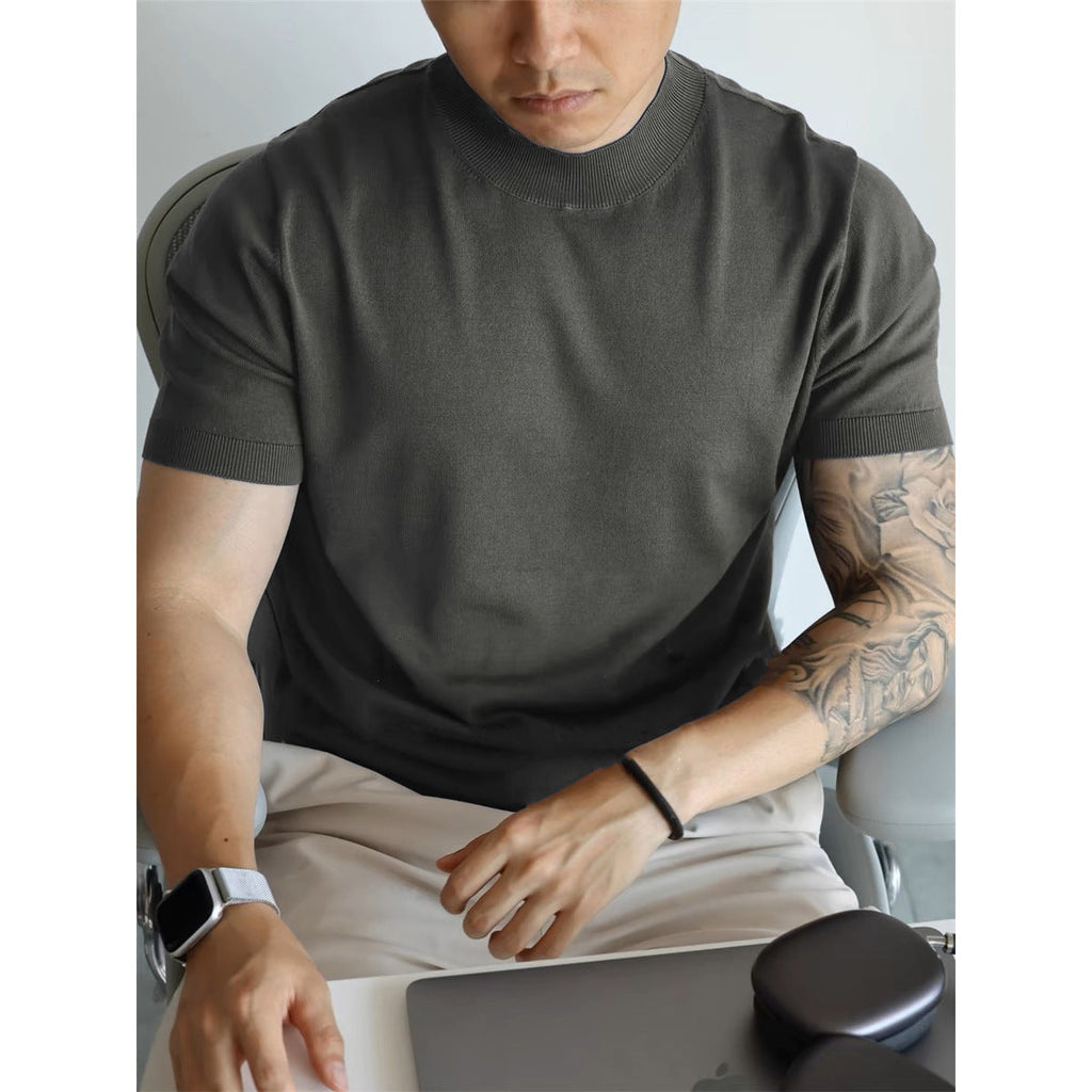 Sort T-Shirt Herre med Mock-Hals - Kortærmet Design til Mænd 8