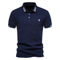 Stribet Polo Shirt Til Mænd Med Korte Ærmer Og Broderet Logo 0