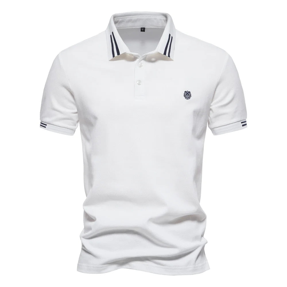 Stribet Polo Shirt Til Mænd Med Korte Ærmer Og Broderet Logo 1