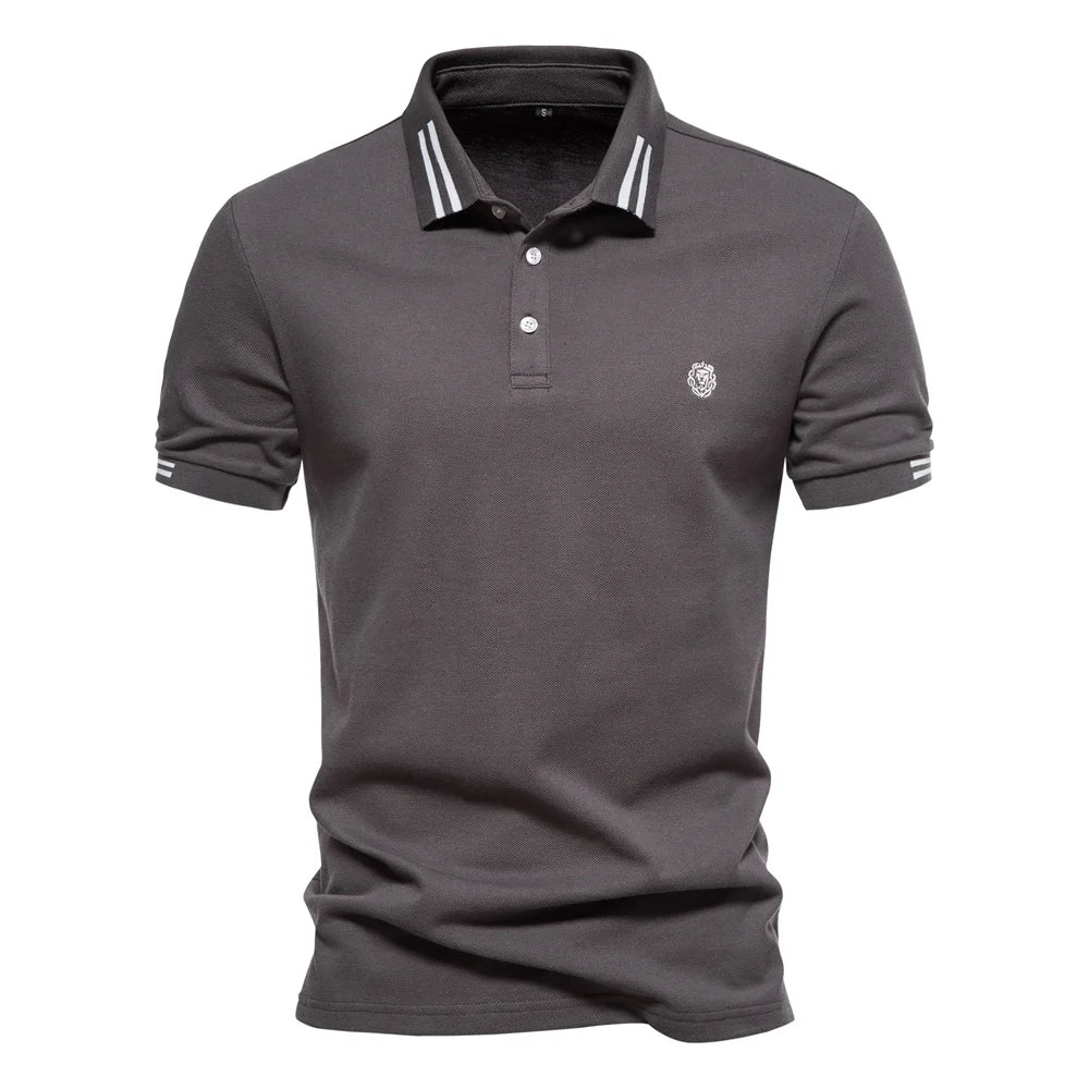 Stribet Polo Shirt Til Mænd Med Korte Ærmer Og Broderet Logo 2