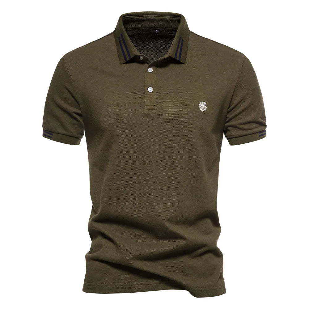 Stribet Polo Shirt Til Mænd Med Korte Ærmer Og Broderet Logo 3