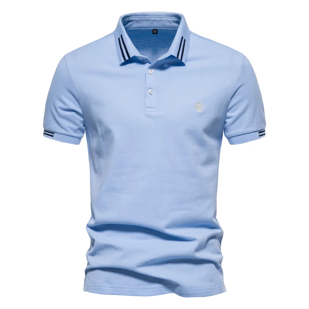 Stribet Polo Shirt Til Mænd Med Korte Ærmer Og Broderet Logo 4