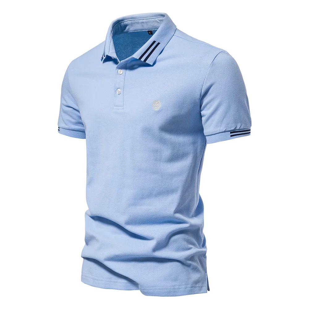 Stribet Polo Shirt Til Mænd Med Korte Ærmer Og Broderet Logo 5