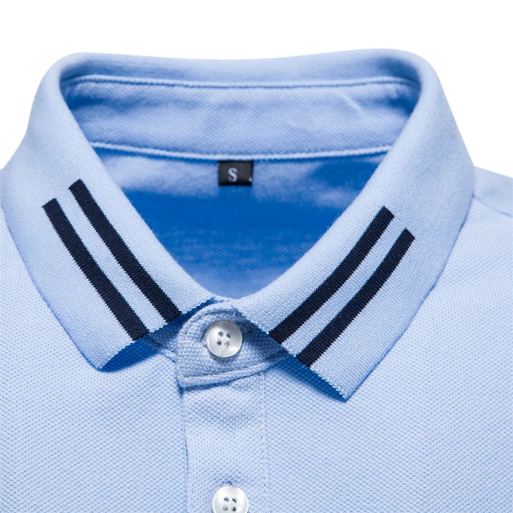 Stribet Polo Shirt Til Mænd Med Korte Ærmer Og Broderet Logo 7